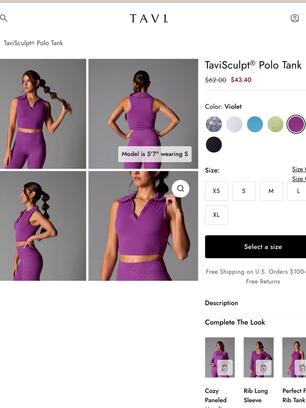 TaviSculpt® Violet Polo Tank - Women's Sleeveless Crop Tank